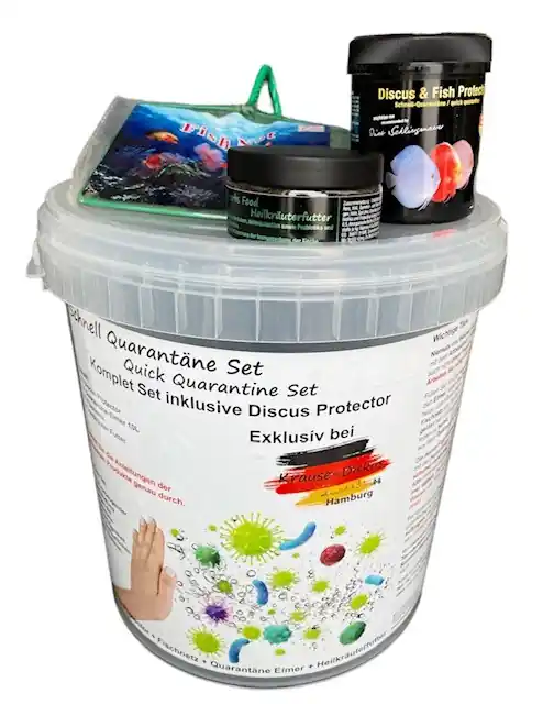 Solange Der Vorrat Reicht Set: Eimer + Kescher + Discus Protector 160g Schnell-Quarantäne für Diskus und Skalare + Heilfutter